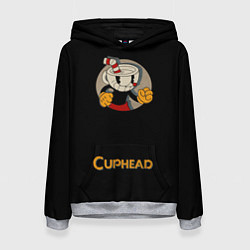 Толстовка-худи женская Cuphead: Black Mugman, цвет: 3D-меланж