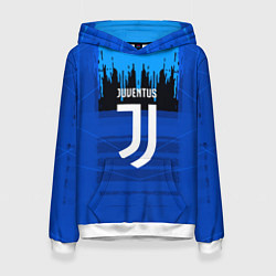 Толстовка-худи женская FC Juventus: Blue Abstract, цвет: 3D-белый