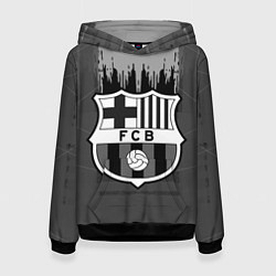 Толстовка-худи женская FC Barcelona: Grey Abstract, цвет: 3D-черный