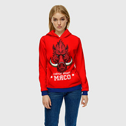 Толстовка-худи женская Сейчас будет мясо, цвет: 3D-синий — фото 2