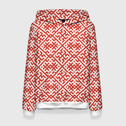 Толстовка-худи женская Духобор: Обережная вышивка, цвет: 3D-белый