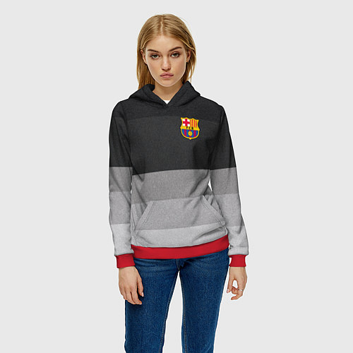 Женская толстовка ФК Барселона: Серый стиль / 3D-Красный – фото 3