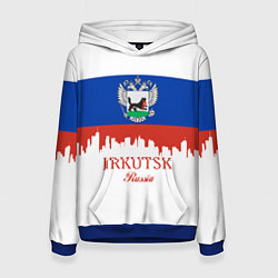 Толстовка-худи женская Irkutsk: Russia, цвет: 3D-синий
