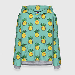Толстовка-худи женская Веселые ананасы, цвет: 3D-меланж