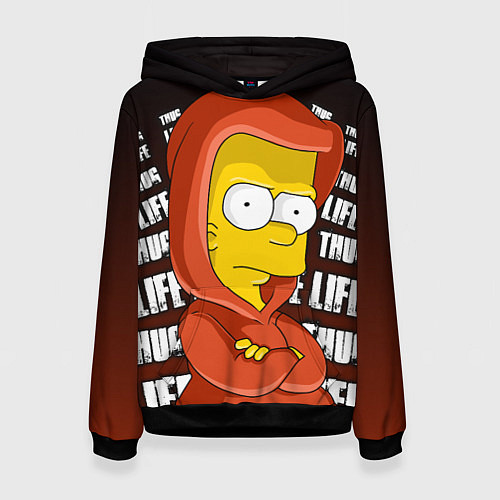Женская толстовка Bart: Thug Life / 3D-Черный – фото 1