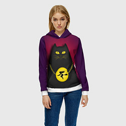 Толстовка-худи женская Кот Бегемот, цвет: 3D-белый — фото 2