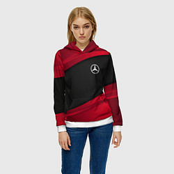 Толстовка-худи женская Mercedes Benz: Red Sport, цвет: 3D-белый — фото 2