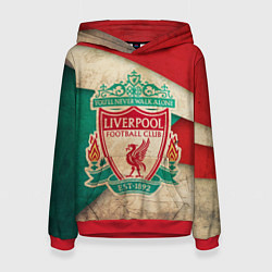 Толстовка-худи женская FC Liverpool: Old Style, цвет: 3D-красный