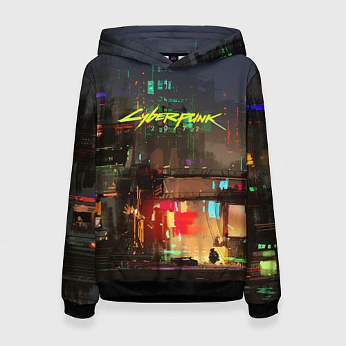 Женская толстовка Cyberpunk 2077: Night City / 3D-Черный – фото 1