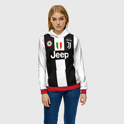 Толстовка-худи женская FC Juventus 18-19, цвет: 3D-красный — фото 2