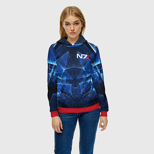 Женская толстовка Mass Effect: Blue Armor N7 / 3D-Красный – фото 3