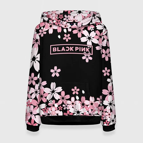 Женская толстовка Black Pink: Pink Sakura / 3D-Черный – фото 1