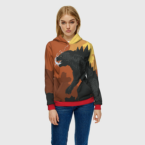 Женская толстовка Godzilla: Monster Smoke / 3D-Красный – фото 3