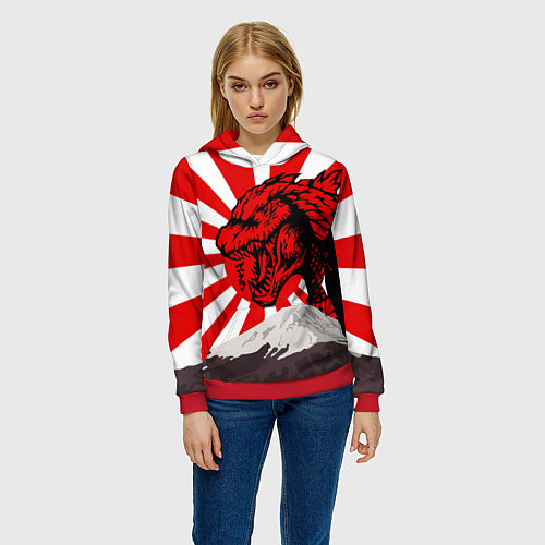 Женская толстовка Japanese Godzilla / 3D-Красный – фото 3