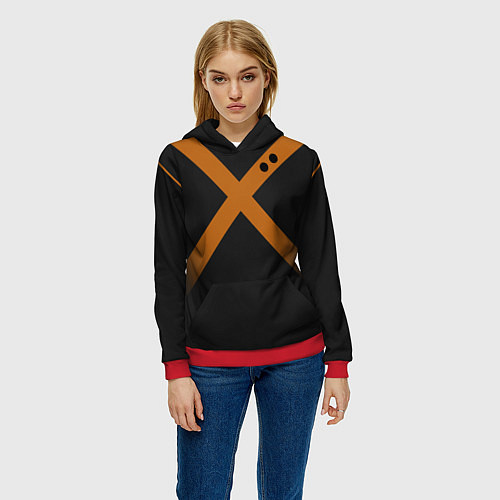 Женская толстовка KATSUKI BAKUGOU полосы / 3D-Красный – фото 3