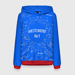 Толстовка-худи женская Анестезиолог №1, цвет: 3D-красный