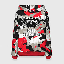 Толстовка-худи женская Khabib Nurmagomedov: Red Camo, цвет: 3D-красный