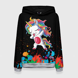 Толстовка-худи женская Малыш-единорог, цвет: 3D-меланж