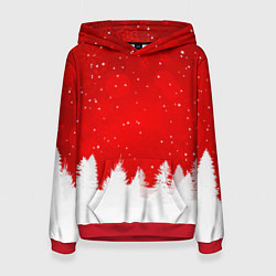 Толстовка-худи женская Christmas pattern, цвет: 3D-красный