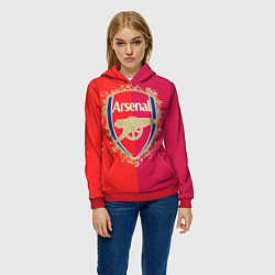 Толстовка-худи женская FC Arsenal - emblem, цвет: 3D-красный — фото 2