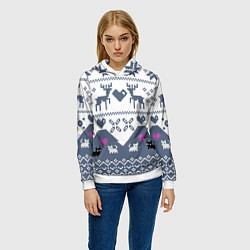 Толстовка-худи женская Новогодняя любовь, цвет: 3D-белый — фото 2