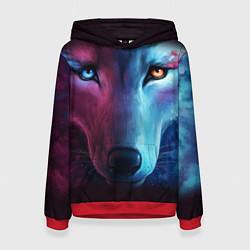 Толстовка-худи женская Волчий взгляд, цвет: 3D-красный