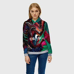 Толстовка-худи женская CS GO hyper beast skin, цвет: 3D-меланж — фото 2