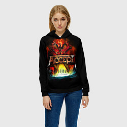 Толстовка-худи женская Accept: Flame Eagle, цвет: 3D-черный — фото 2