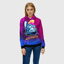 Толстовка-худи женская Котопанк, цвет: 3D-черный — фото 2