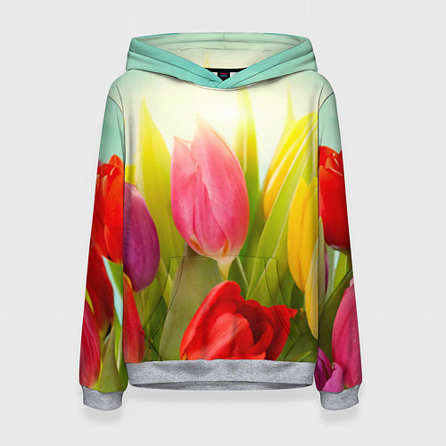 Женская толстовка Цветущие тюльпаны / 3D-Меланж – фото 1