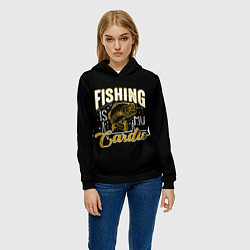 Толстовка-худи женская Fishing is my Cardio, цвет: 3D-черный — фото 2