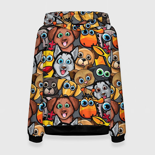 Женская толстовка Веселые собаки / 3D-Черный – фото 1