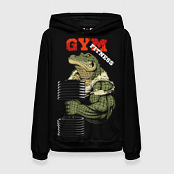 Толстовка-худи женская GYM fitness crocodile, цвет: 3D-черный