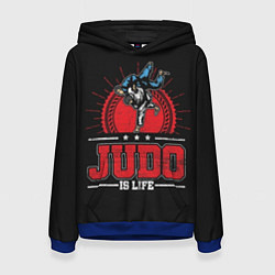 Толстовка-худи женская Judo is life, цвет: 3D-синий