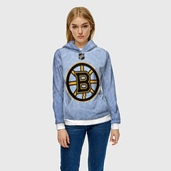 Толстовка-худи женская Boston Bruins: Hot Ice, цвет: 3D-белый — фото 2