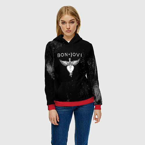 Женская толстовка Bon Jovi / 3D-Красный – фото 3