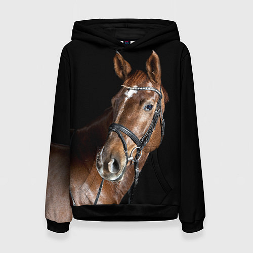 Женская толстовка Гнедая лошадь в збруе / 3D-Черный – фото 1