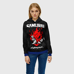Толстовка-худи женская Cyberpunk 2077: Samurai, цвет: 3D-синий — фото 2