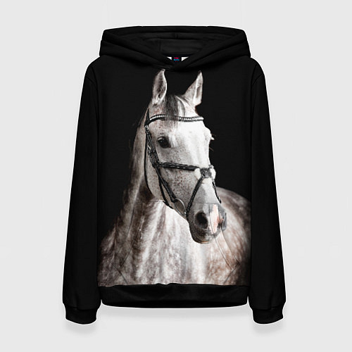 Женская толстовка Серный в яблоках конь / 3D-Черный – фото 1