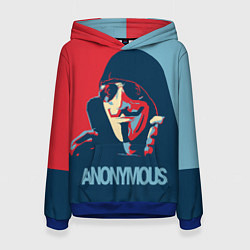 Толстовка-худи женская Anonymous поп арт мем, цвет: 3D-синий