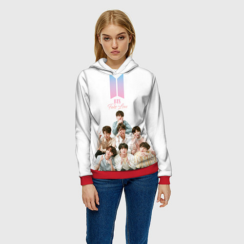 Женская толстовка Take love BTS / 3D-Красный – фото 3
