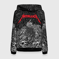 Толстовка-худи женская Metallica птица на черепах, цвет: 3D-черный