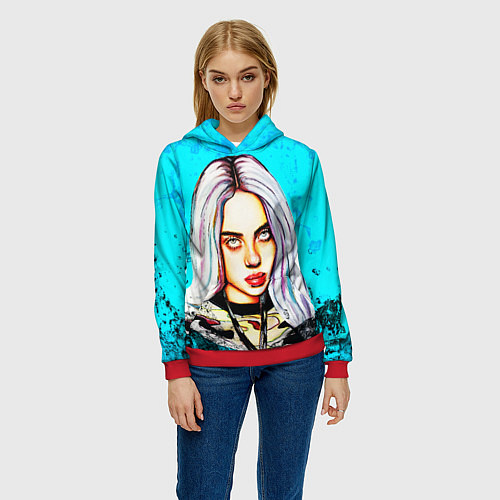 Женская толстовка BILLIE EILISH: Fan Art / 3D-Красный – фото 3