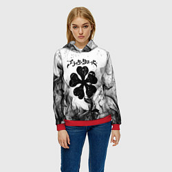 Толстовка-худи женская ЧЁРНЫЙ КЛЕВЕР, цвет: 3D-красный — фото 2