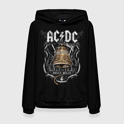 Толстовка-худи женская ACDC - hells bells, цвет: 3D-черный