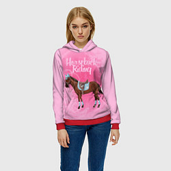 Толстовка-худи женская Horseback Rading, цвет: 3D-красный — фото 2