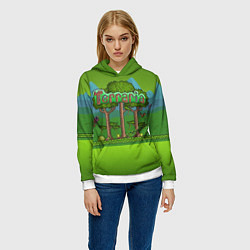 Толстовка-худи женская Terraria, цвет: 3D-белый — фото 2