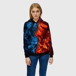 Толстовка-худи женская Огонь и вода, цвет: 3D-черный — фото 2