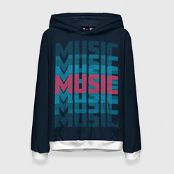 Толстовка-худи женская Music, цвет: 3D-белый
