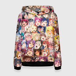 Толстовка-худи женская Ахегао, цвет: 3D-черный